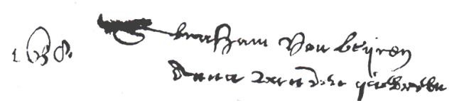Handtekeningen van Abraham van Beijeren en Anna van de Queborn