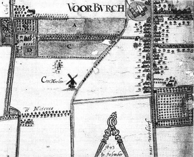 Kaart van Voorburg met kerk